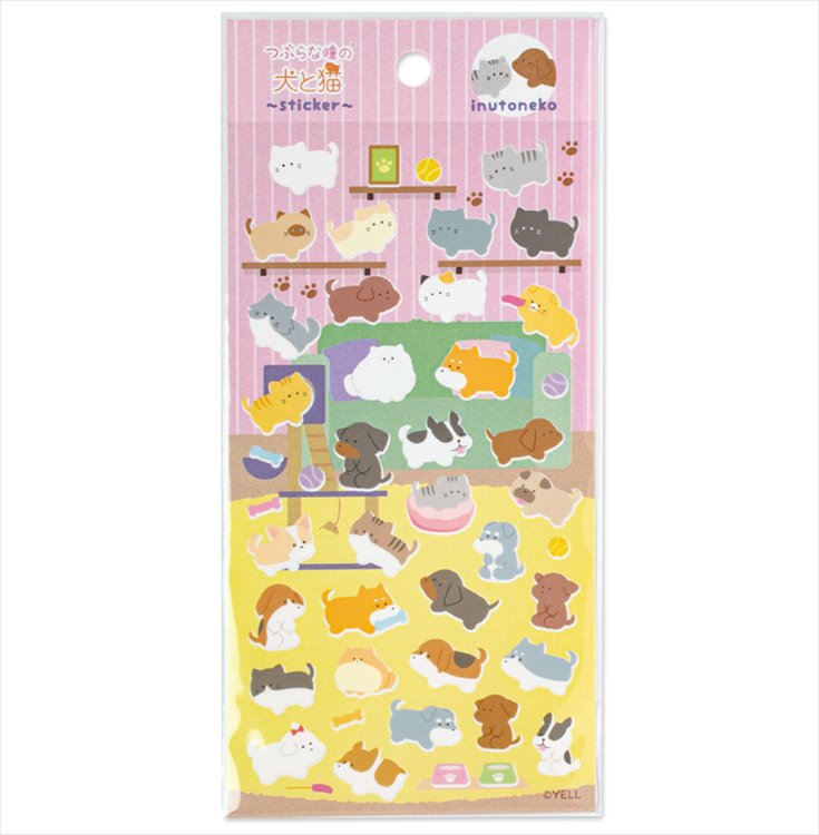 Yell World - Round eyed sheet sticker Dogs and Cats
