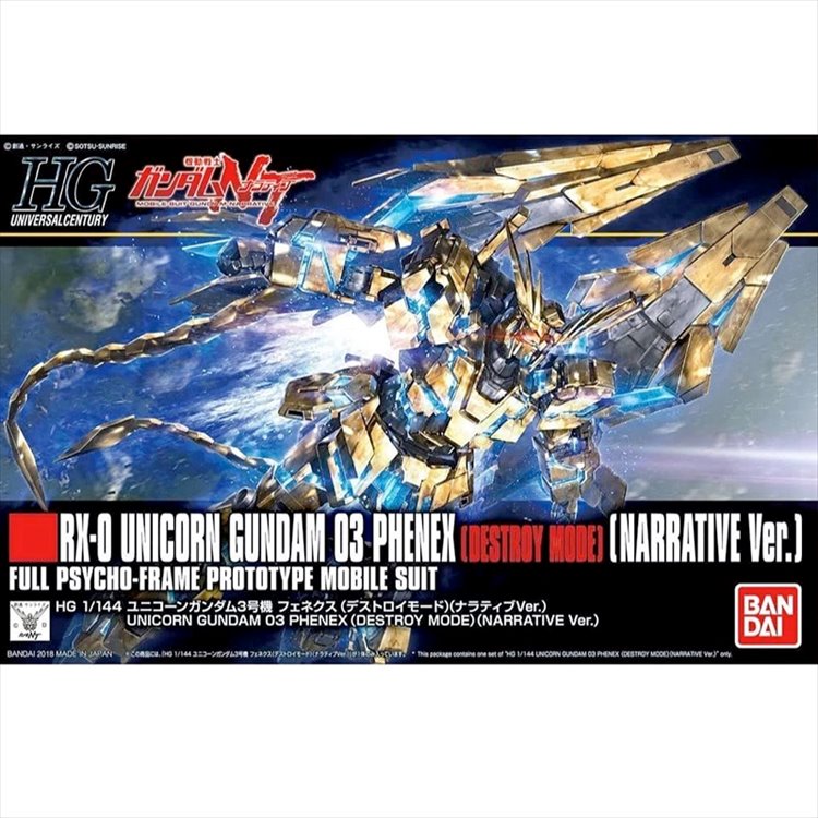 Gundam - HGUC 1/144 Unicorn Gundam 03 Phenex Destroy Mode Narrative Ver