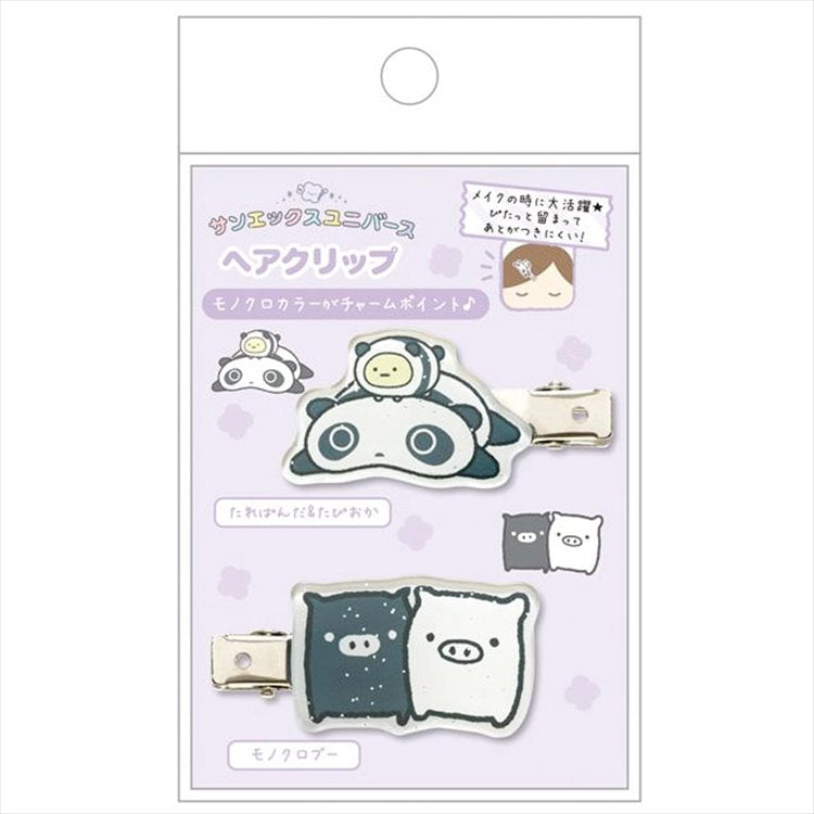San-X - San-X Town Glitter Tarepanda + Monokuro Boo Acrylic Hair Clip Set