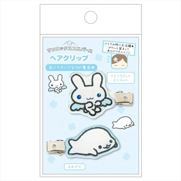 San-X - San-X Town Glitter Twin Angels + Mamegoma Acrylic Hair Clip Set