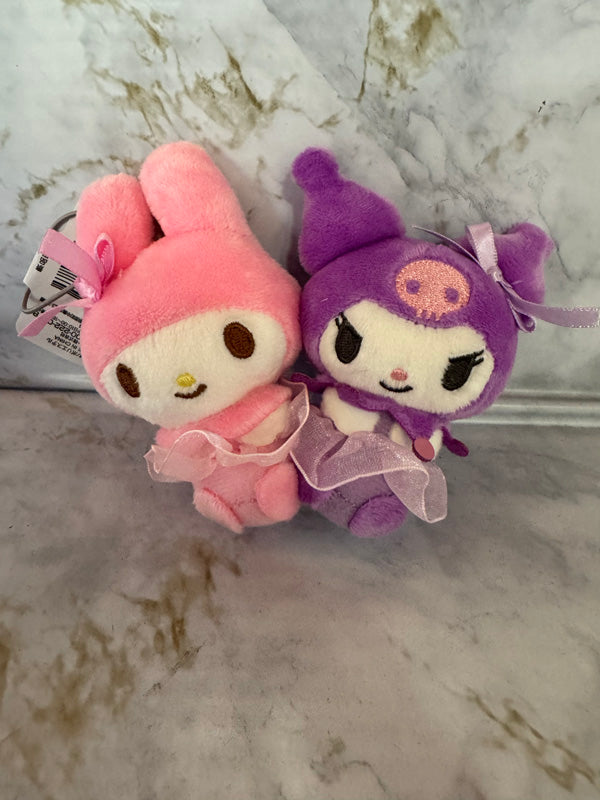 Sanrio - Kuromi and My Melody 10cm Wedding Party Pair Pink and Purple Dresses Plush
