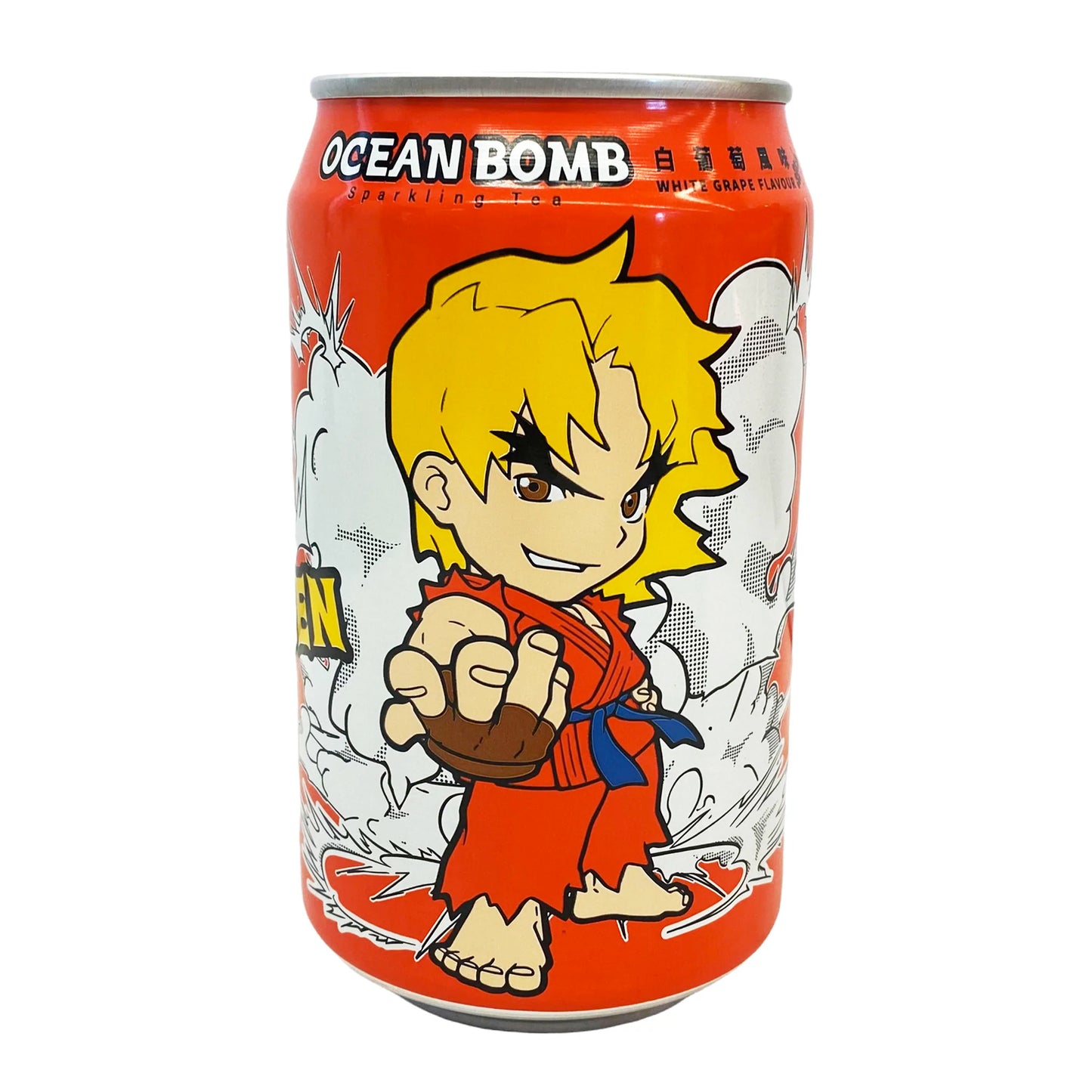 Ocean Bomb Street Fighter Ken White Grape Sparkling Tea Flavor