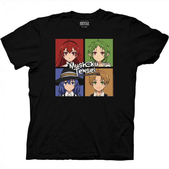 Mushoku Tensei Jobless Reincarnation - Four Characters Black T-Shirt