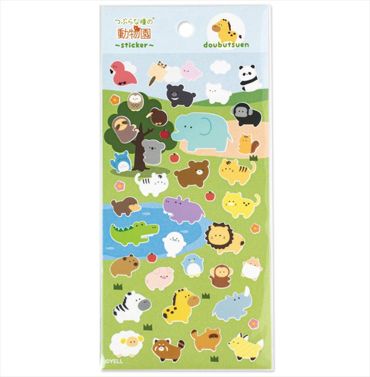 Yell World - Round eyed sheet sticker Zoo