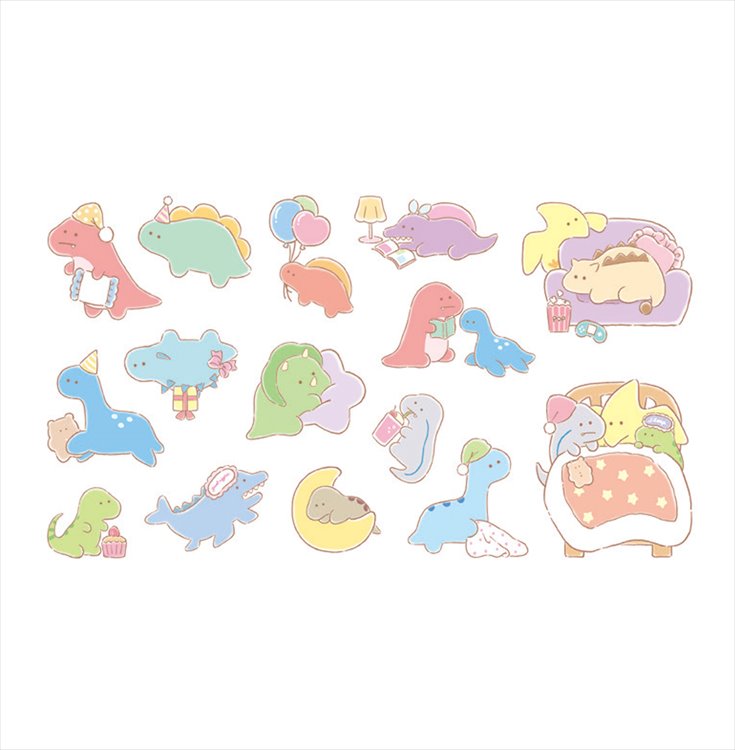 Yell World - Round Eyes Flake Sticker Dinosaur Park
