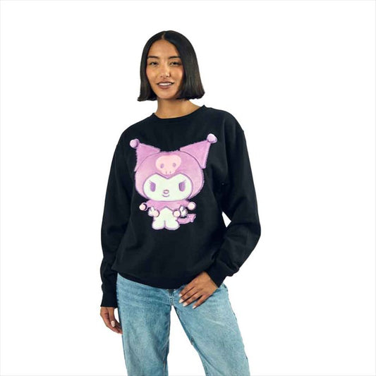 Sanrio - Kuromi 3D Pom Poms Juniors Oversized Sweatshirt