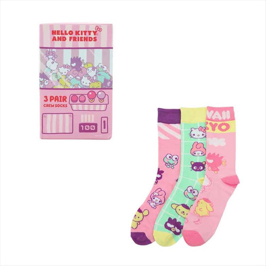 Sanrio - Hello Kitty and Friends Arcade Adult 3 Pair Crew Box Set