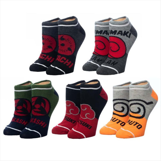 Naruto Shippuden - Colorblock 5 Pair Ankle Socks