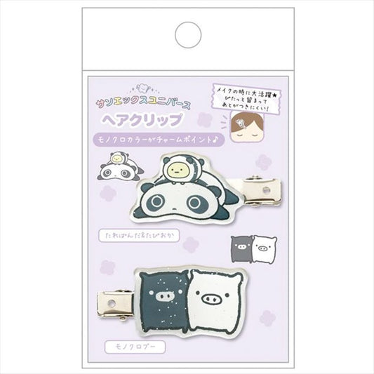 San-X - San-X Town Glitter Tarepanda + Monokuro Boo Acrylic Hair Clip Set
