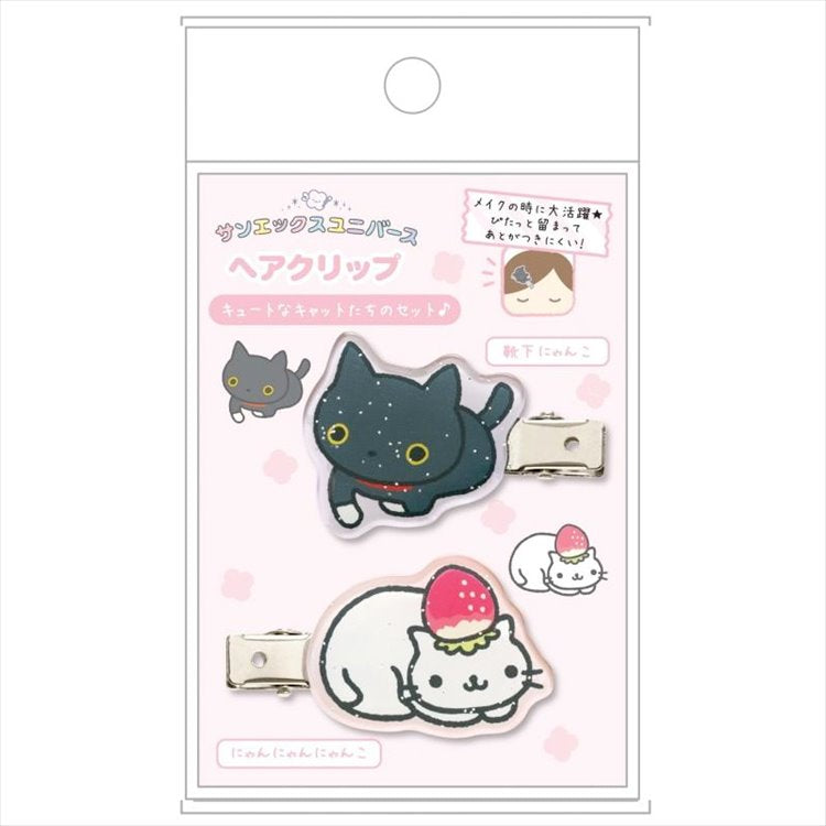 San-X - San-X Town Glitter Nyan Nyan Nyanko Acrylic Hair Clip Set