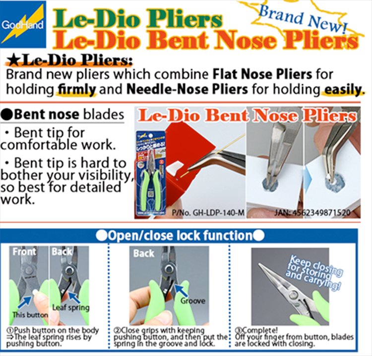 GodHand - GH-LDP-140-M Le-Dio Bent Nose Pliers