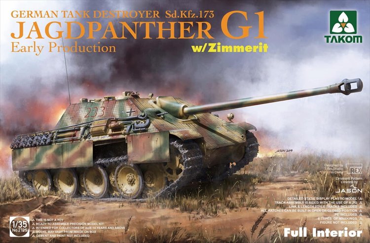 Takom - 1/35 Jagdpanther G1 Early production Sd.Kfz.173 with Zimmerit  full interior