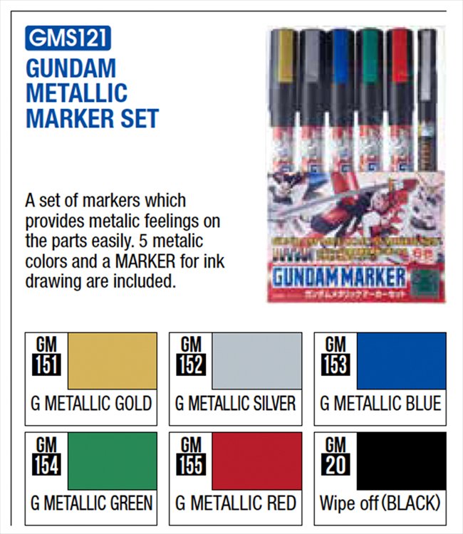 Gundam Marker - GMS 121 Gundam Marker Metallic Marker Set