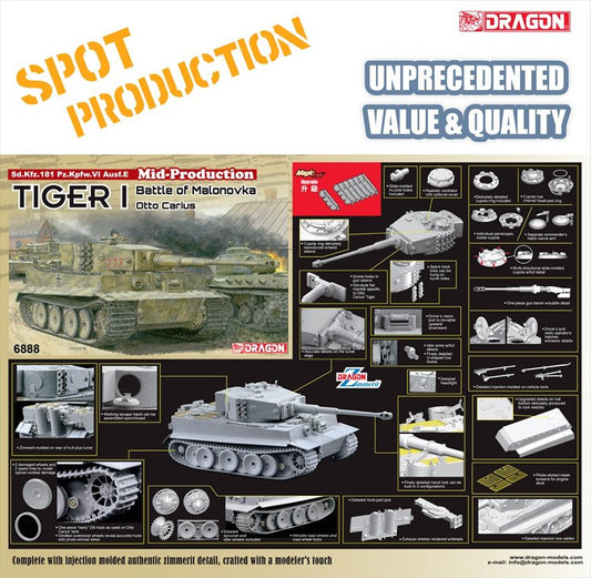 Dragon Model - 1/35 Tiger I Mid production Pz.Kpfw.Vi Ausf.E w/Zimmerit Battle Of Malonovka